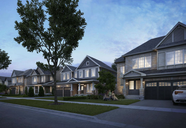 Street Level View of Empire Legacy Homes Exteriors at Dusk