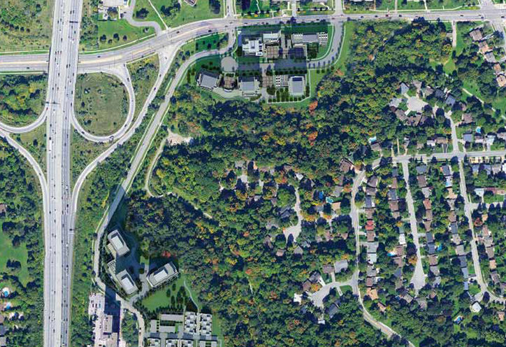 Aerial view of all 7 Condos in The Ravine Community