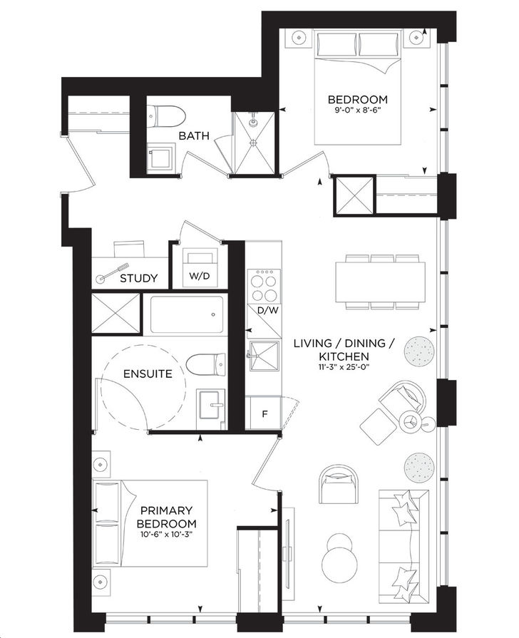 [ 8 Wellesley Condos ] by CentreCourt |Yonge722 Floorplan 2 bed & 2 bath