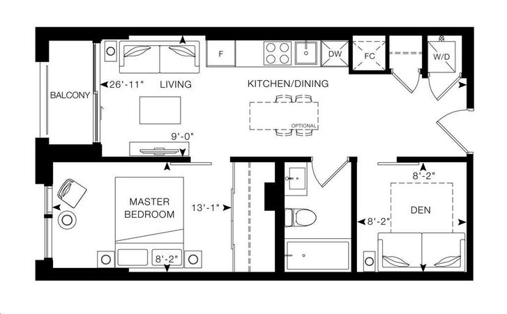 1 Jarvis Street Condos by EMBLEM |Velour Floorplan 1 bed & 1 bath