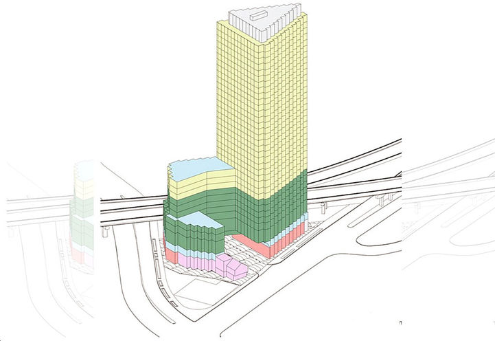 1 Sumach Street Condos Massing Diagram of Building