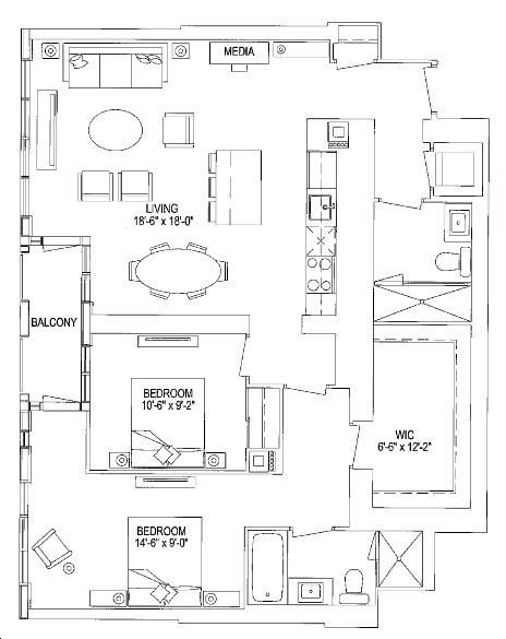 1 Yorkville Condos by Bazis |2DC Floorplan 2 bed & 2 bath