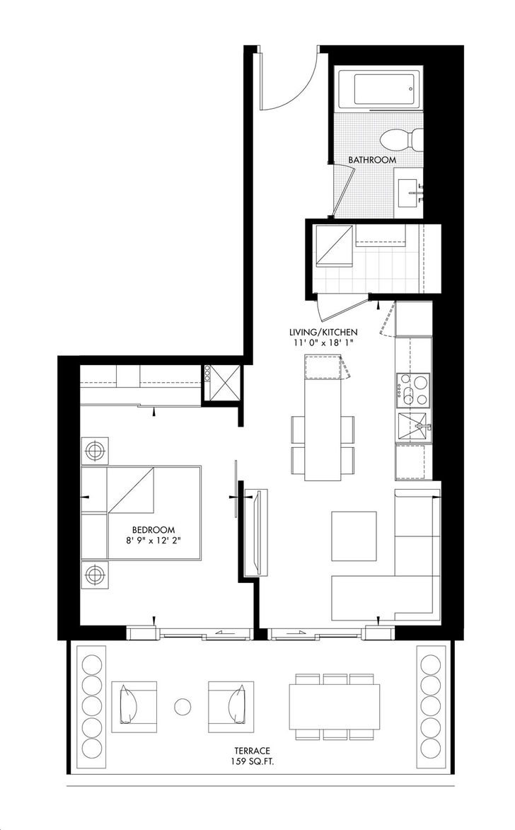 11 YV Condos by Metropia Yorkville 21 Floorplan 1 bed & 1