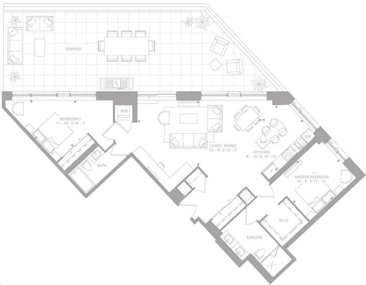 1181 Queen West Condos by Skale |1271 Floorplan 2 bed & 2 bath