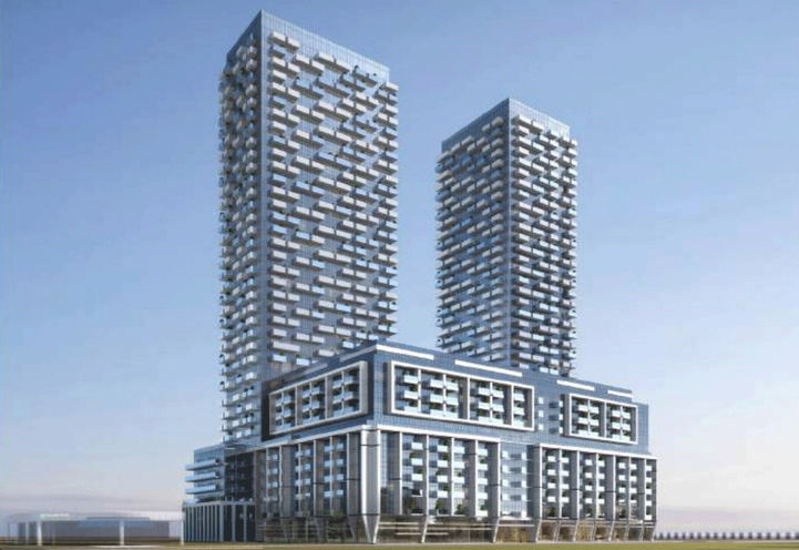 1325 The Queensway Condos Street Level View of Podium and Towers