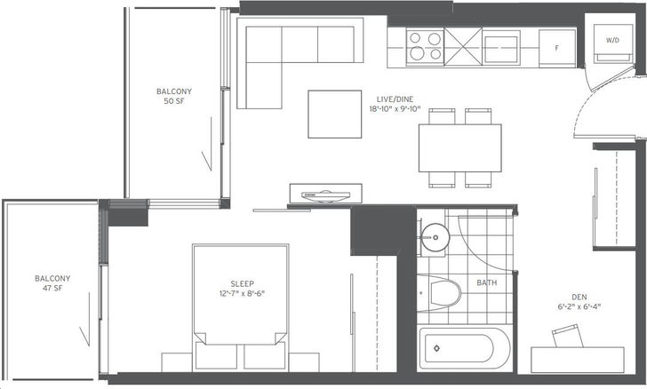 150 Redpath Condos by Freed |484 Floorplan 1 bed & 1 bath