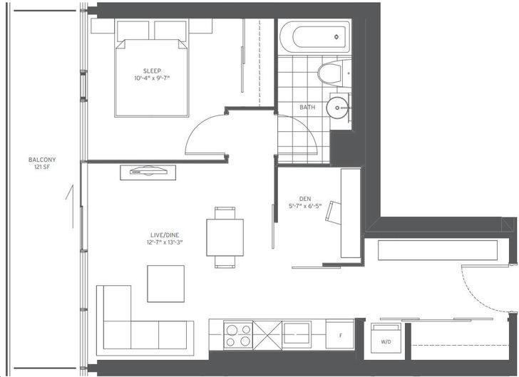 150 Redpath Condos by Freed |584 Floorplan 1 bed & 1 bath