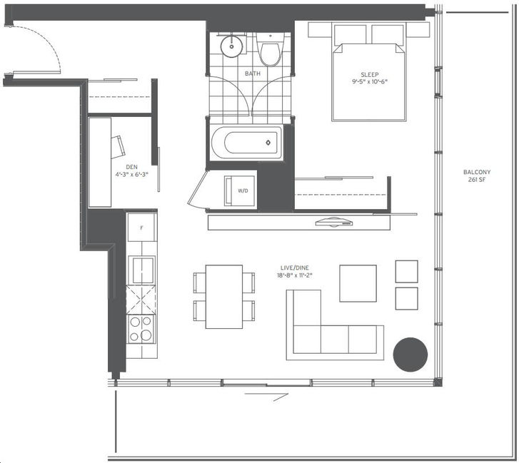 150 Redpath Condos by Freed |613 Floorplan 1 bed & 1 bath