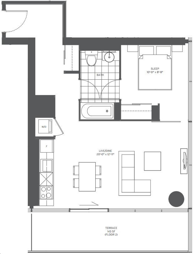 150 Redpath Condos by Freed |650 sq Floorplan 1 bed & 1 bath