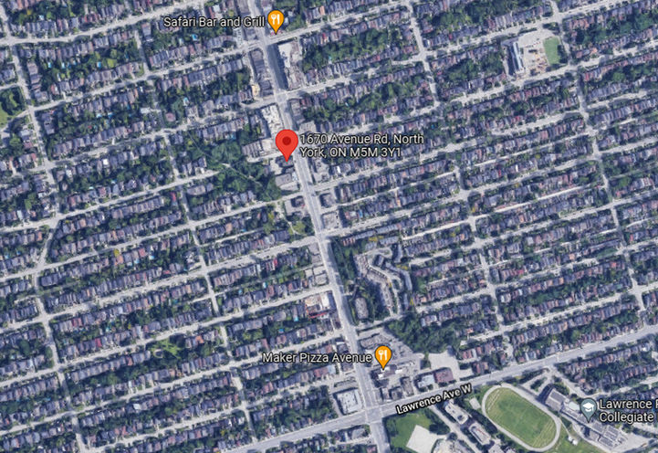 1670 Avenue Road Condos Satellite Map View of Project Location
