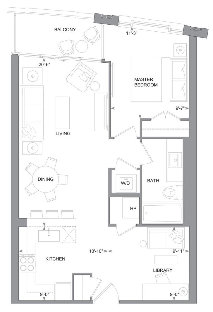 181 Davenport Condos by Mizrahi Suite B Floorplan 1 bed