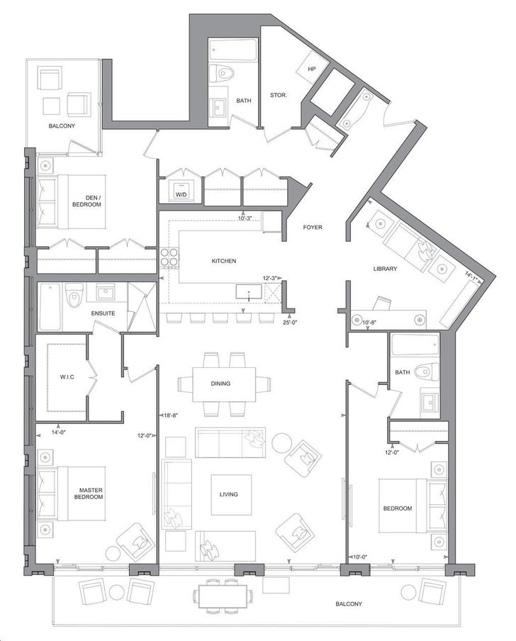 181 Davenport Condos by Mizrahi Suite H3 Floorplan 2 bed
