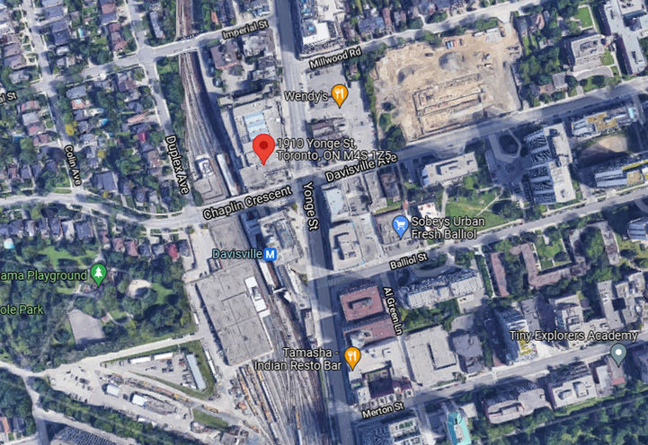 1910 Yonge Street Condos Satellite Map View of Project Location