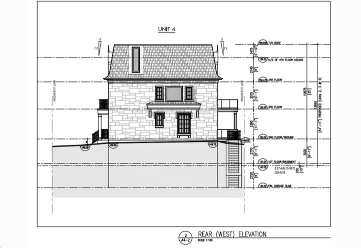 Rear West Facing Elevation Drawing of 206 Russell Hill Road Towns