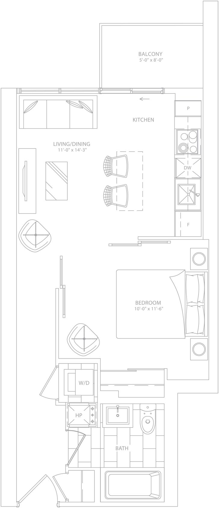 210 Simcoe by Diamondcorp |502 Floorplan 1 bed & 1 bath