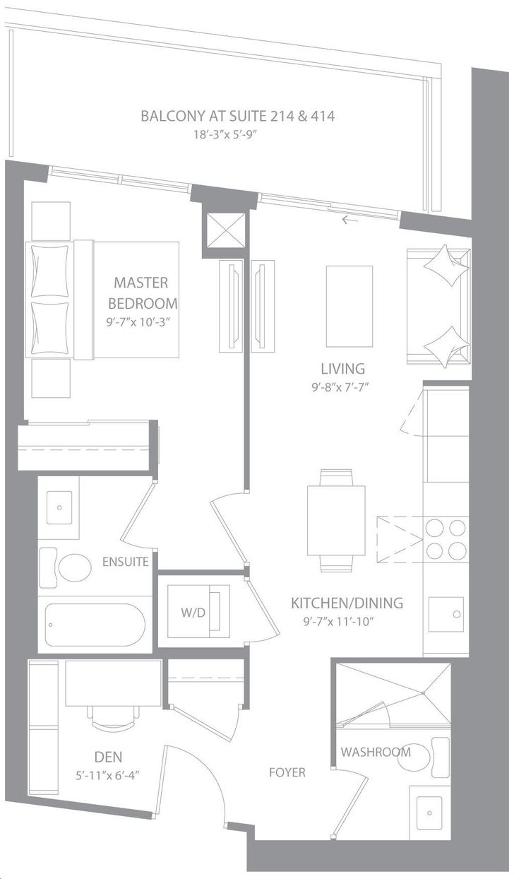 2221 Yonge Condos by Tower-Hill |Dublin Floorplan 1 bed & 2 bath