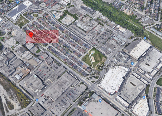 Aerial Map View of Location for 2231 St Clair Ave W Condos