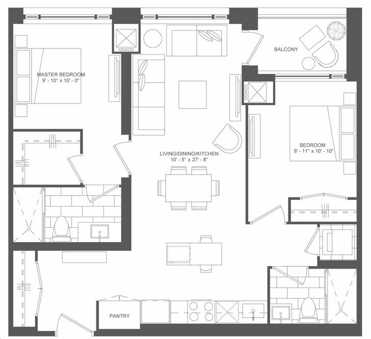 293 The Kingsway Condos by Malen-Capital |2-H3 Floorplan 2 bed & 2 bath