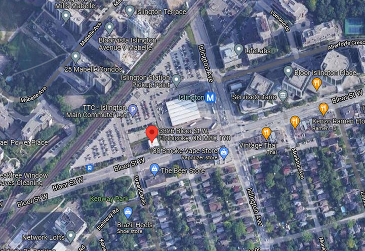 3326 Bloor Street West Condos Satellite Map View of Project Location