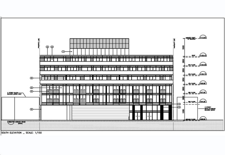 Black and White South Elevation Drawing, 3353 Lake Shore Blvd W Condos