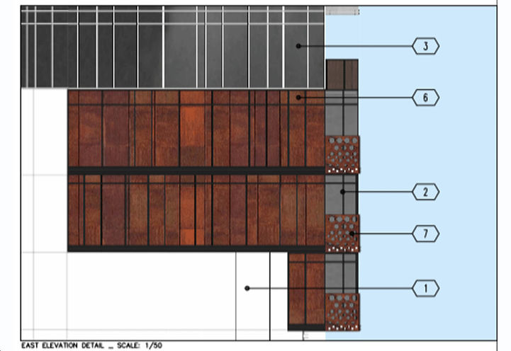 Colour East Elevation Sketch of Building and Balconies