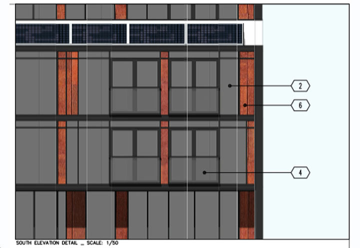 Colour South Elevation Sketch of Building Exterior