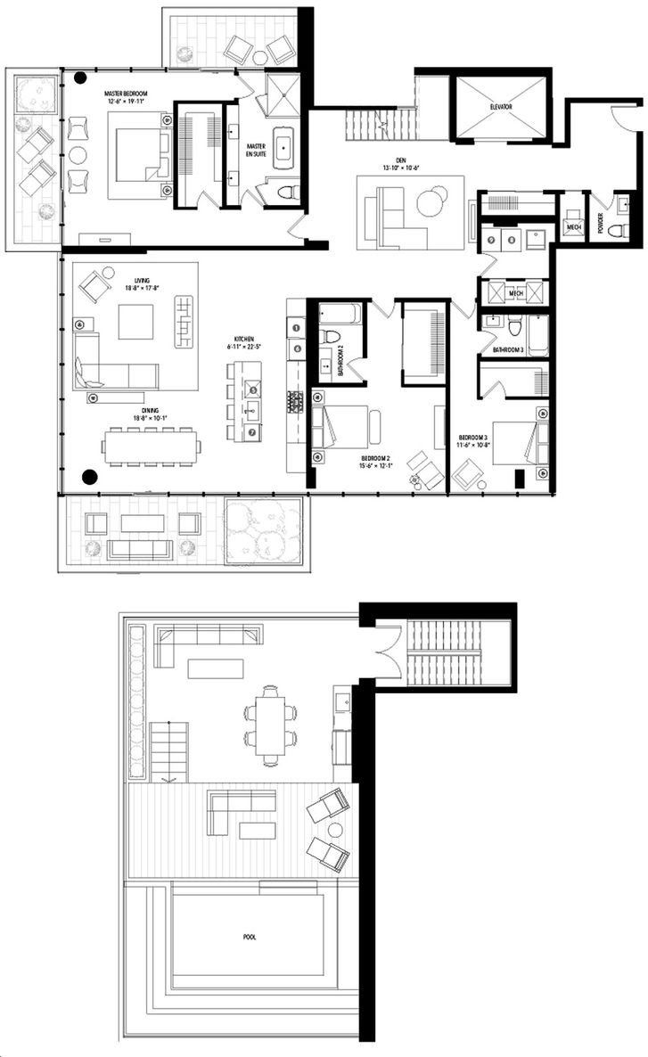 346 Davenport Condos by Freed PH01 Floorplan 3 bed & 3 bath