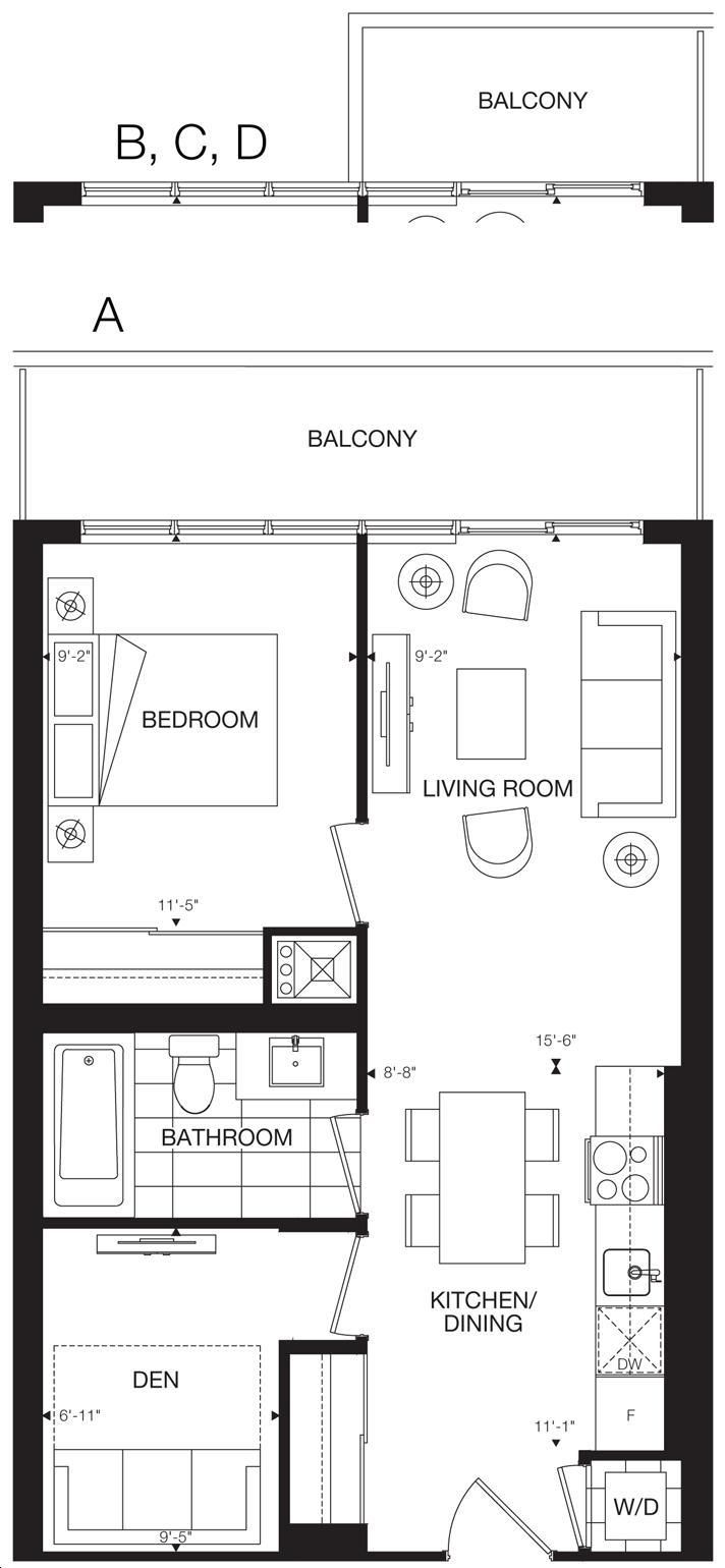 365 Church Condos by Menkes |The Sherbourne Floorplan 1 bed & 1 bath