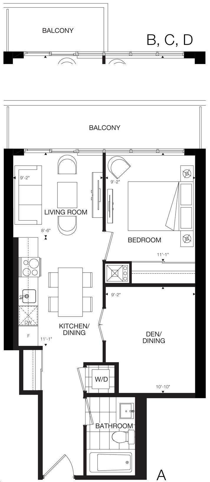 365 Church Condos by Menkes |The Jarvis Floorplan 1 bed & 1 bath