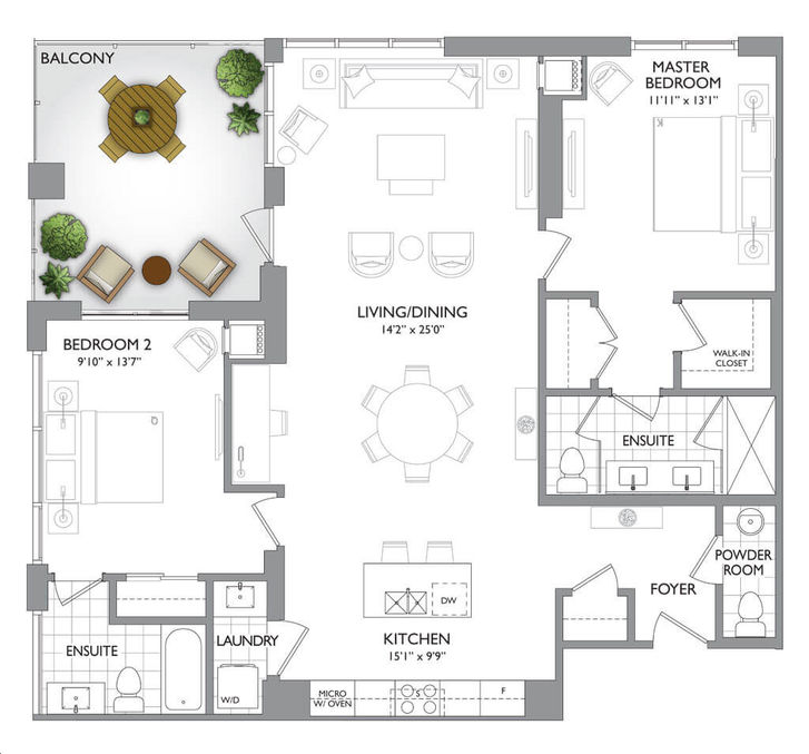 42 Mill St Condos By Amico Vista Suites 1373 Floorplan 2 Bed 2 Bath