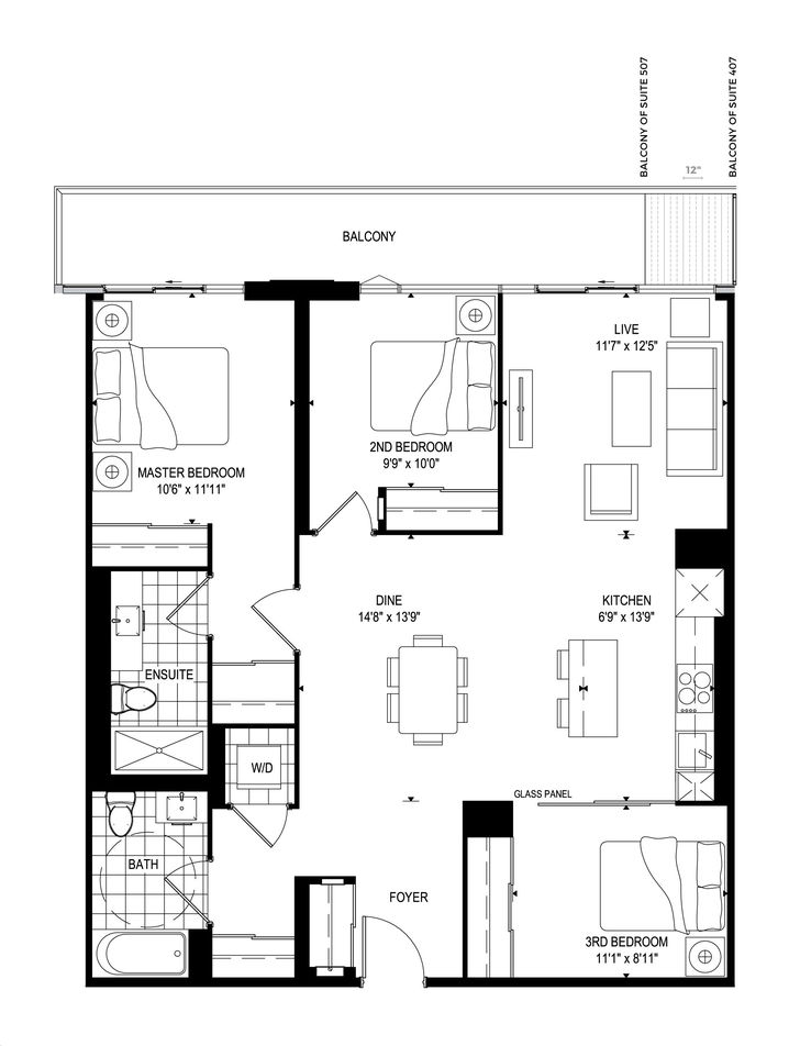 50 Ann Condos by BrookfieldResidential Queen Floorplan 3