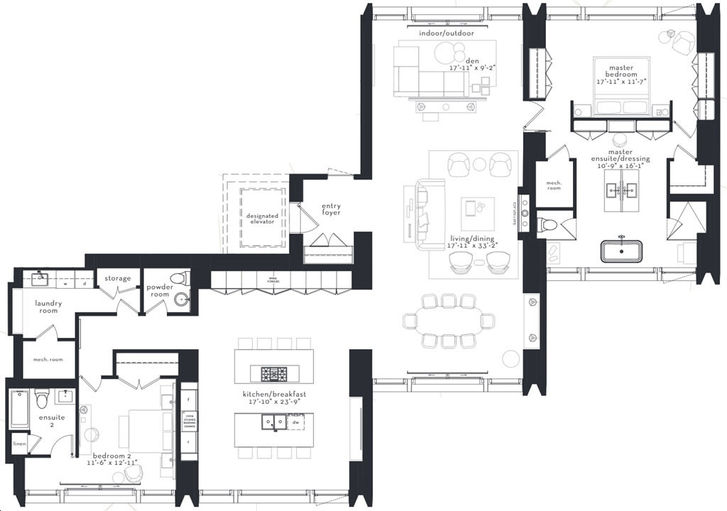 50 Scollard Condos by Lanterra |27S Floorplan 2.5 bed & 3 bath