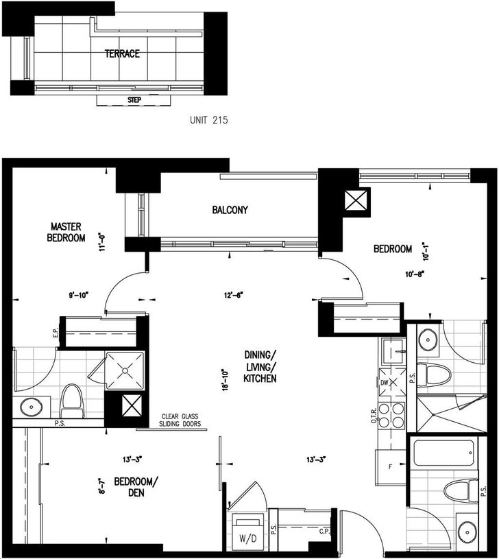 543 Richmond Condos by Pemberton 3B Floorplan 3 bed & 3 bath