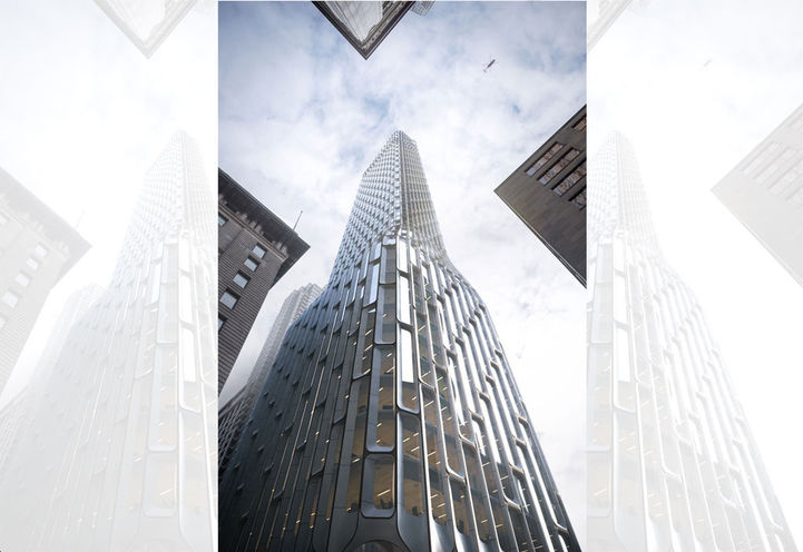 55 Yonge Street Condos Worm View Looking Up at Tower Exteriors