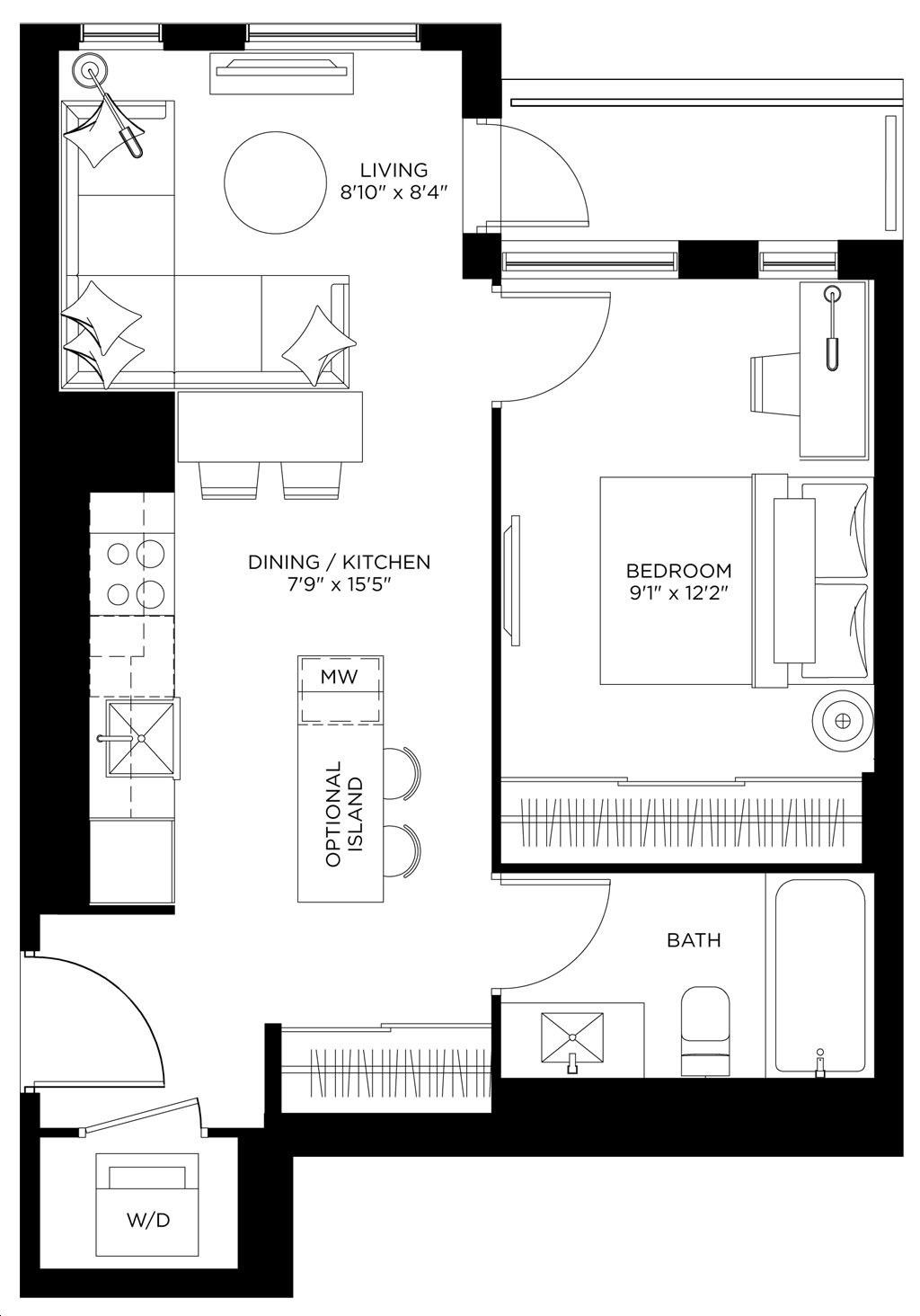 57 Brock Condos By Block Developments Pearson Floorplan 1 Bed