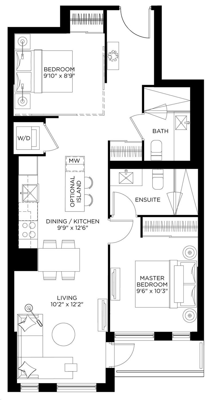 57 Brock Condos by BlockDevelopments Alberta Floorplan 2 bed & 2 bath