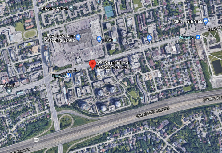 589 Sheppard Ave East Condos Satellite View of Project Location