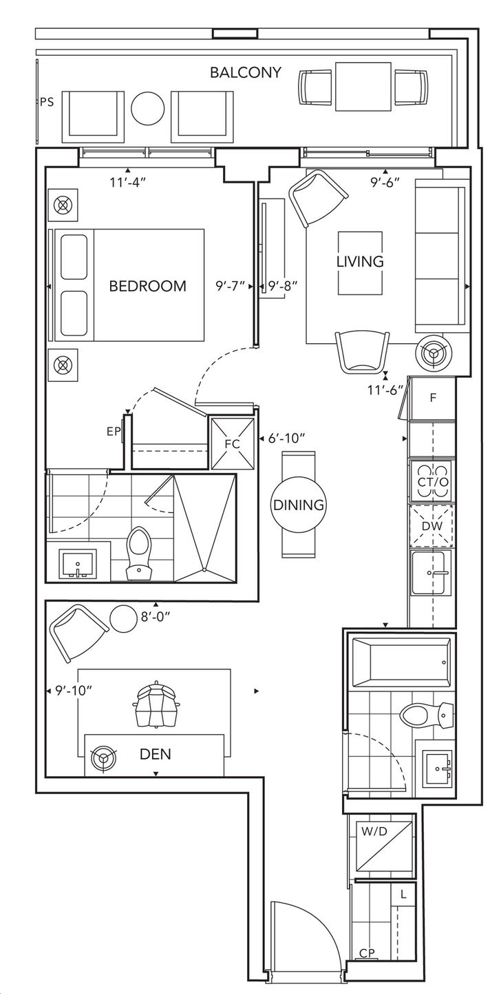 6080 Yonge Condos by Tridel |1CC+D Floorplan 1 bed & 2 bath