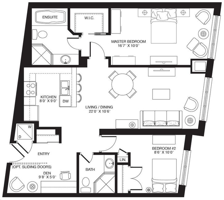 68 Main Street Condos by Sierra Unit 2Q Floorplan 2 bed