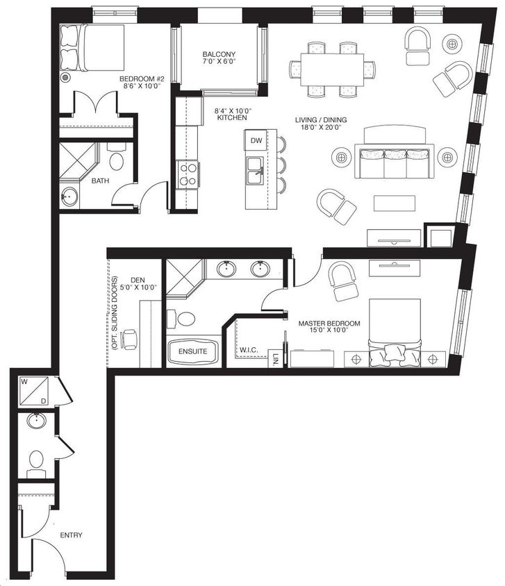 68 Main Street Condos by Sierra Unit 2S Floorplan 2 bed