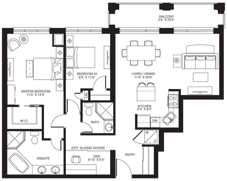 68 Main Street Condos by Sierra Unit 2V Floorplan 2 bed