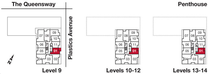 859 West Queensway Condos 1B+Study - 642 Key Plan