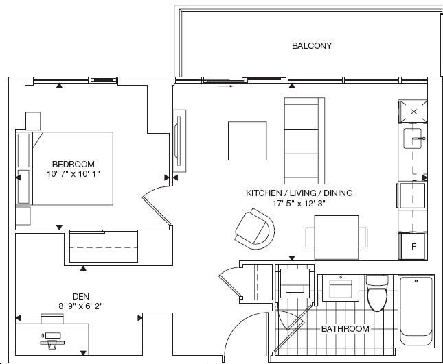 87 Peter Condos by Menkes |The Horizon Floorplan 1 bed & 1 bath