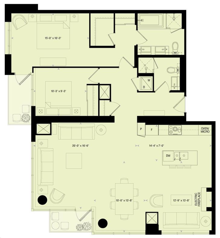 88 Scott Condos by Concert E13 Floorplan 2 bed & 2 bath