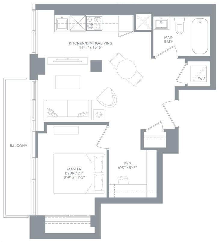 8888 Yonge Street Condos by Metroview 1E Floorplan 1 bed