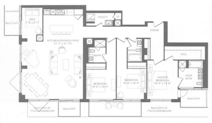 8888 Yonge Street Condos by Metroview 3E Floorplan 3 bed