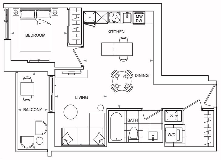 900 St.Clair West Condos by Canderel |1F Floorplan 1 bed & 1 bath