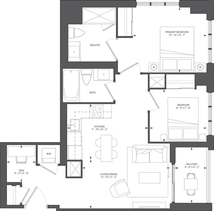 Above Condos by Riocan |E1 Floorplan 2 bed & 2 bath