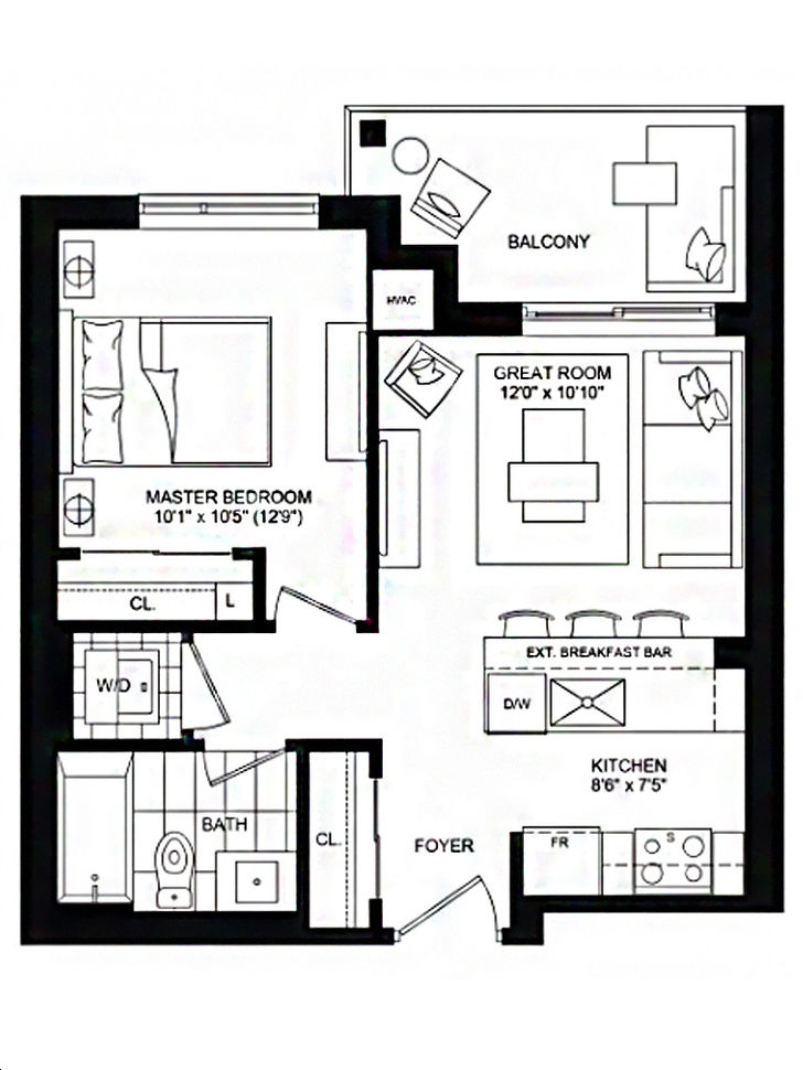 Affinity West Condos by Rosehaven Allure Floorplan 1 bed