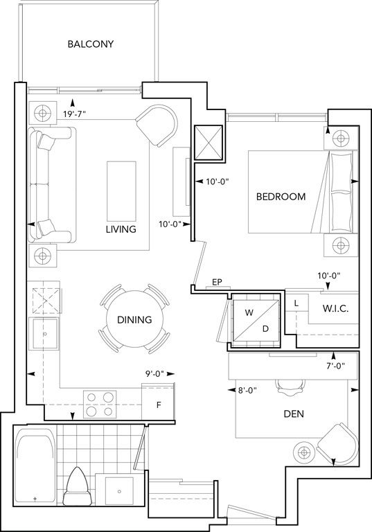 Alto At Atria by Tridel |1C+D Floorplan 1 bed & 1 bath